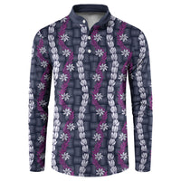 Pikake Maile Tiare Lei Button Sweatshirt Poni Lauhala Pattern LT01 Purple - Polynesian Pride