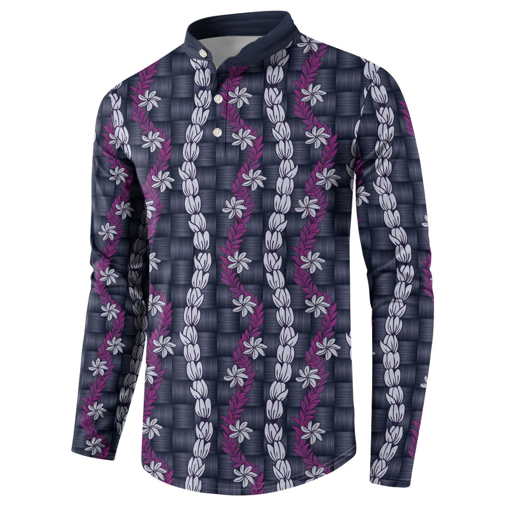 Pikake Maile Tiare Lei Button Sweatshirt Poni Lauhala Pattern LT01 - Polynesian Pride