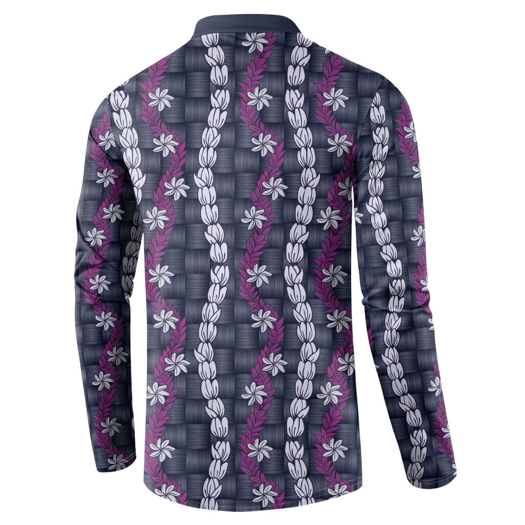 Pikake Maile Tiare Lei Button Sweatshirt Poni Lauhala Pattern LT01 - Polynesian Pride