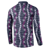 Pikake Maile Tiare Lei Button Sweatshirt Poni Lauhala Pattern LT01 - Polynesian Pride