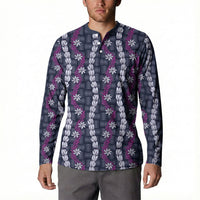 Pikake Maile Tiare Lei Button Sweatshirt Poni Lauhala Pattern LT01 - Polynesian Pride