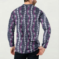 Pikake Maile Tiare Lei Button Sweatshirt Poni Lauhala Pattern LT01 - Polynesian Pride