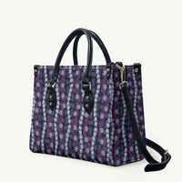 Pikake Maile Tiare Lei Leather Bag Poni Lauhala Pattern LT01 Purple - Polynesian Pride