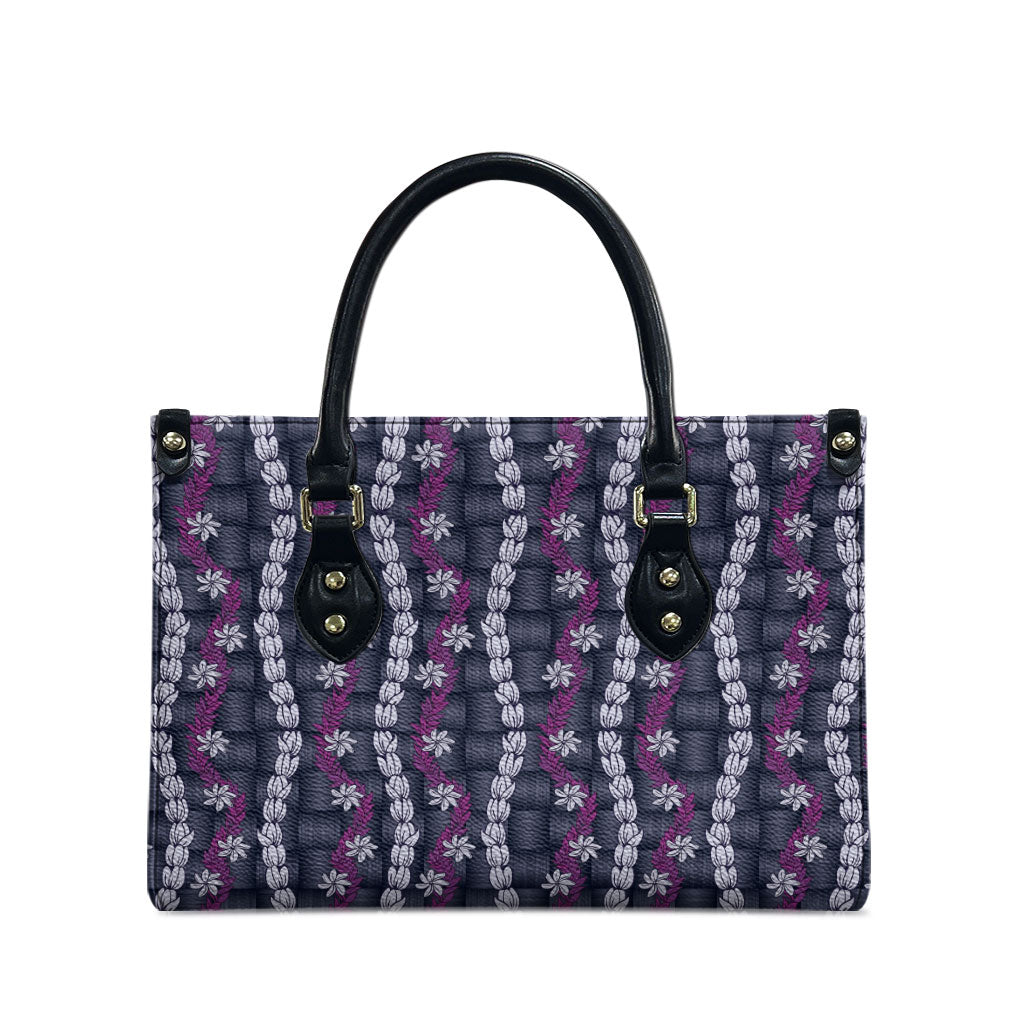 Pikake Maile Tiare Lei Leather Bag Poni Lauhala Pattern LT01 - Polynesian Pride