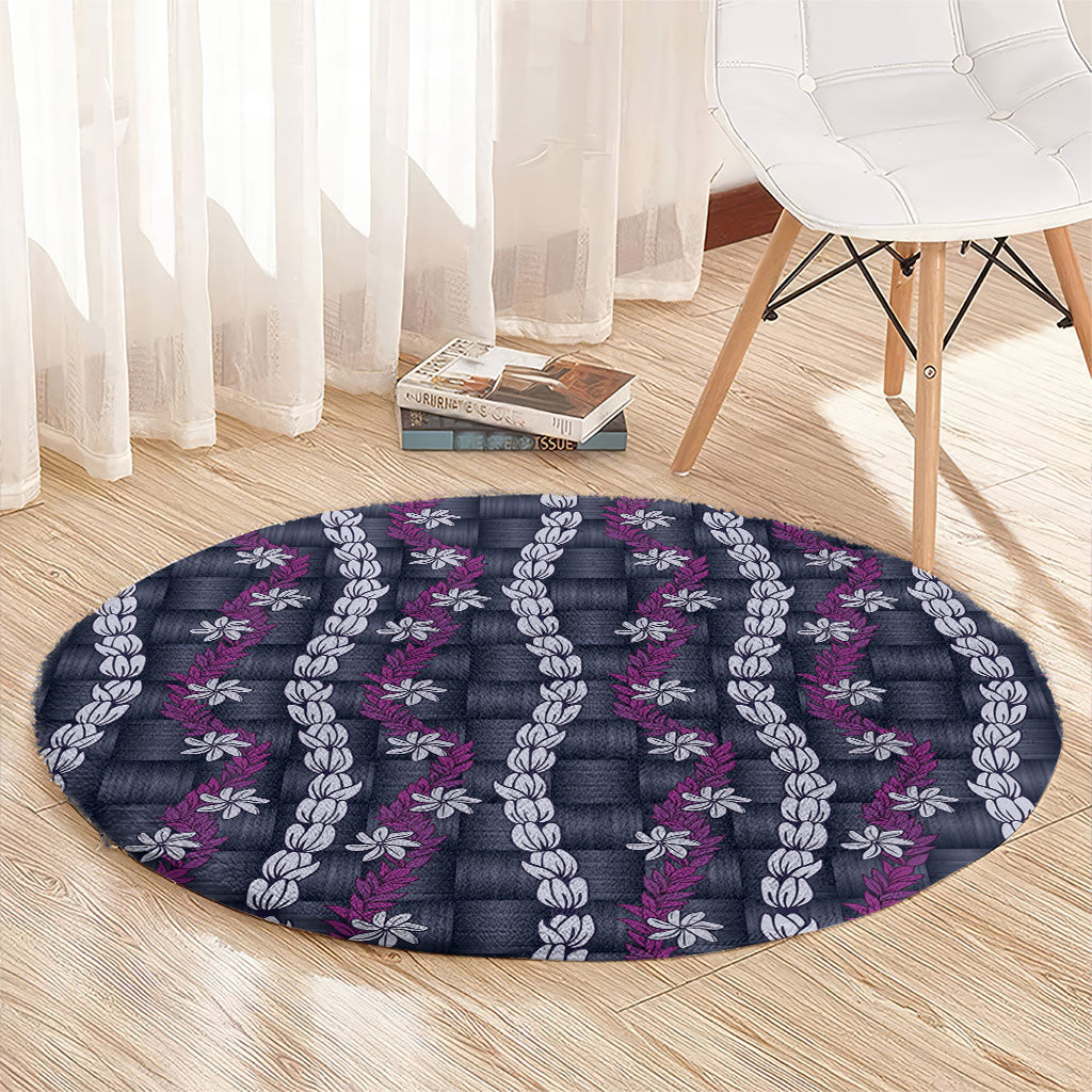 Pikake Maile Tiare Lei Round Carpet Poni Lauhala Pattern LT01 - Polynesian Pride