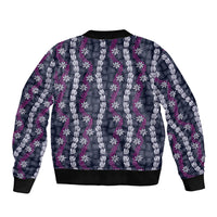 Pikake Maile Tiare Lei Sleeve Zip Bomber Jacket Poni Lauhala Pattern LT01 - Polynesian Pride