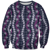 Pikake Maile Tiare Lei Sweatshirt Poni Lauhala Pattern LT01 Unisex Purple - Polynesian Pride