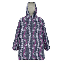 Pikake Maile Tiare Lei Wearable Blanket Hoodie Poni Lauhala Pattern LT01 One Size Purple - Polynesian Pride