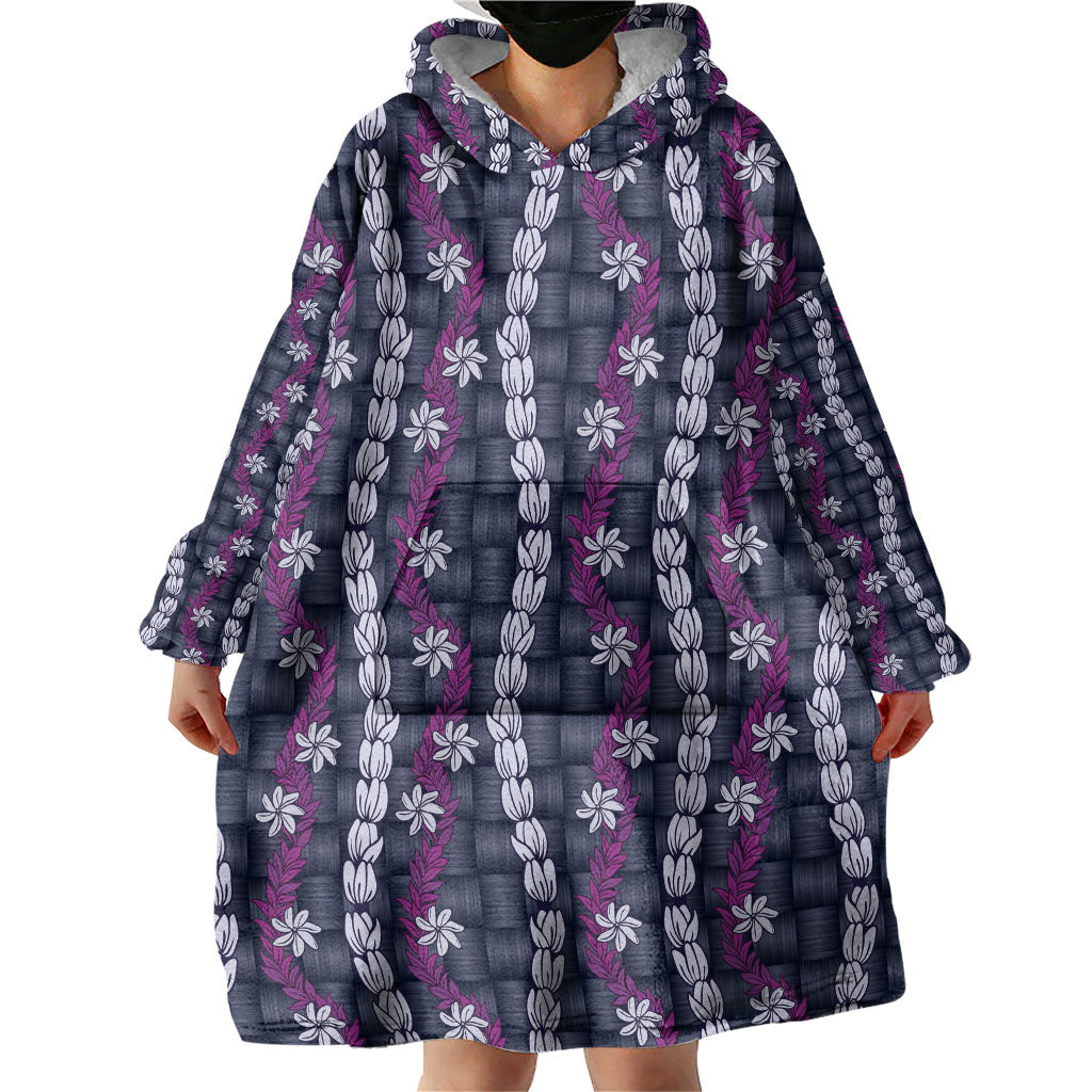 Pikake Maile Tiare Lei Wearable Blanket Hoodie Poni Lauhala Pattern LT01 - Polynesian Pride