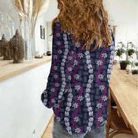 Pikake Maile Tiare Lei Women Casual Shirt Poni Lauhala Pattern LT01 - Polynesian Pride