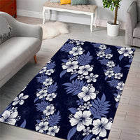 Hawaiian Hibiscus Tribal Floral Blue Area Rug Polynesian Tapa Pattern LT01 - Polynesian Pride