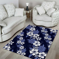 Hawaiian Hibiscus Tribal Floral Blue Area Rug Polynesian Tapa Pattern LT01 - Polynesian Pride