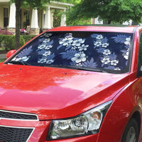 Hawaiian Hibiscus Tribal Floral Blue Auto Sun Shade Polynesian Tapa Pattern LT01 - Polynesian Pride
