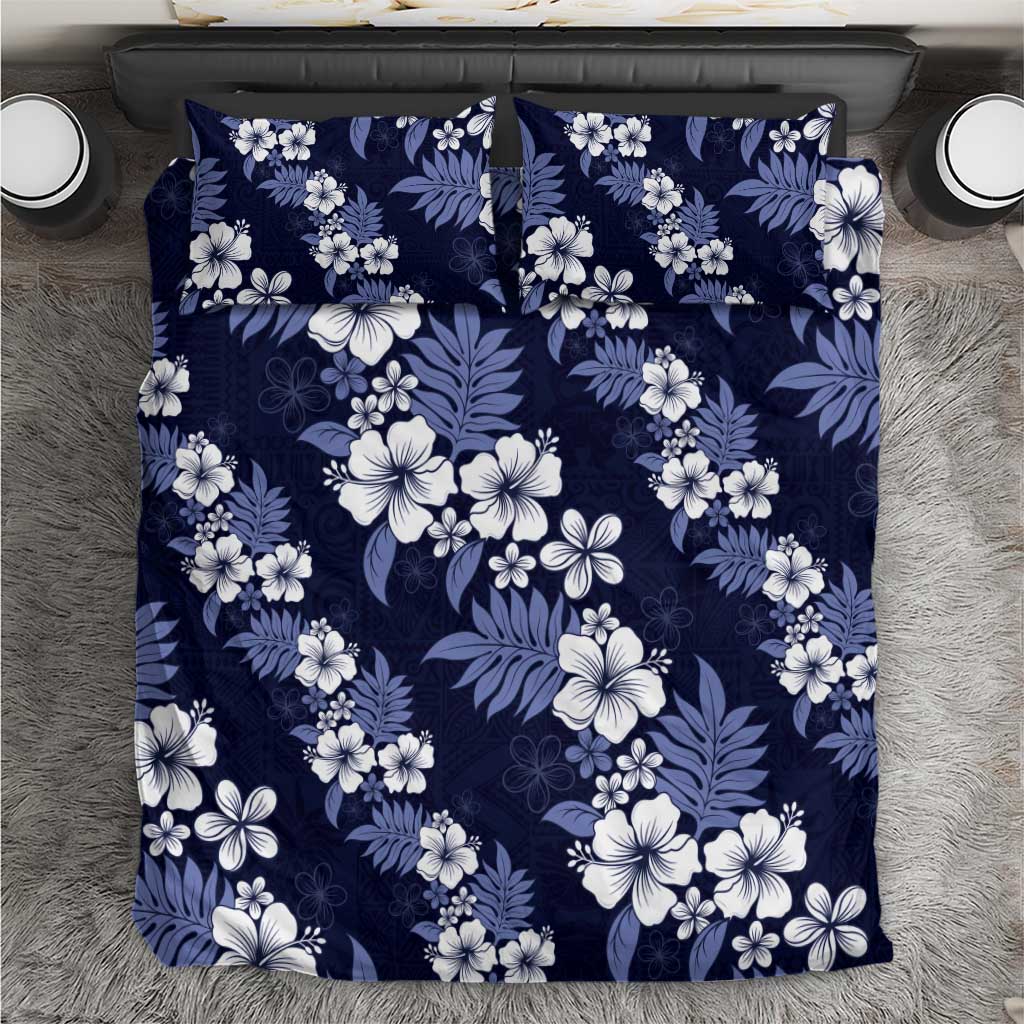 Hawaiian Hibiscus Tribal Floral Blue Bedding Set Polynesian Tapa Pattern LT01 Blue - Polynesian Pride