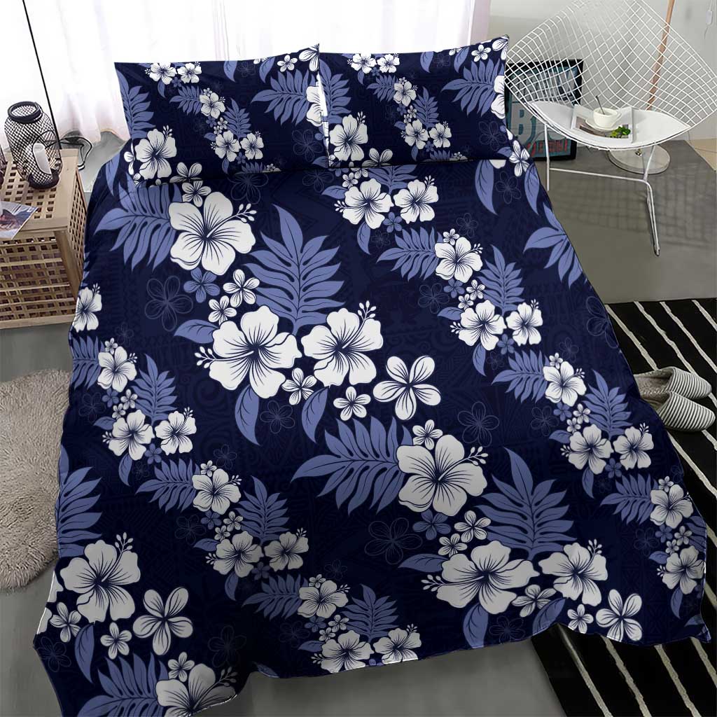 Hawaiian Hibiscus Tribal Floral Blue Bedding Set Polynesian Tapa Pattern LT01 - Polynesian Pride