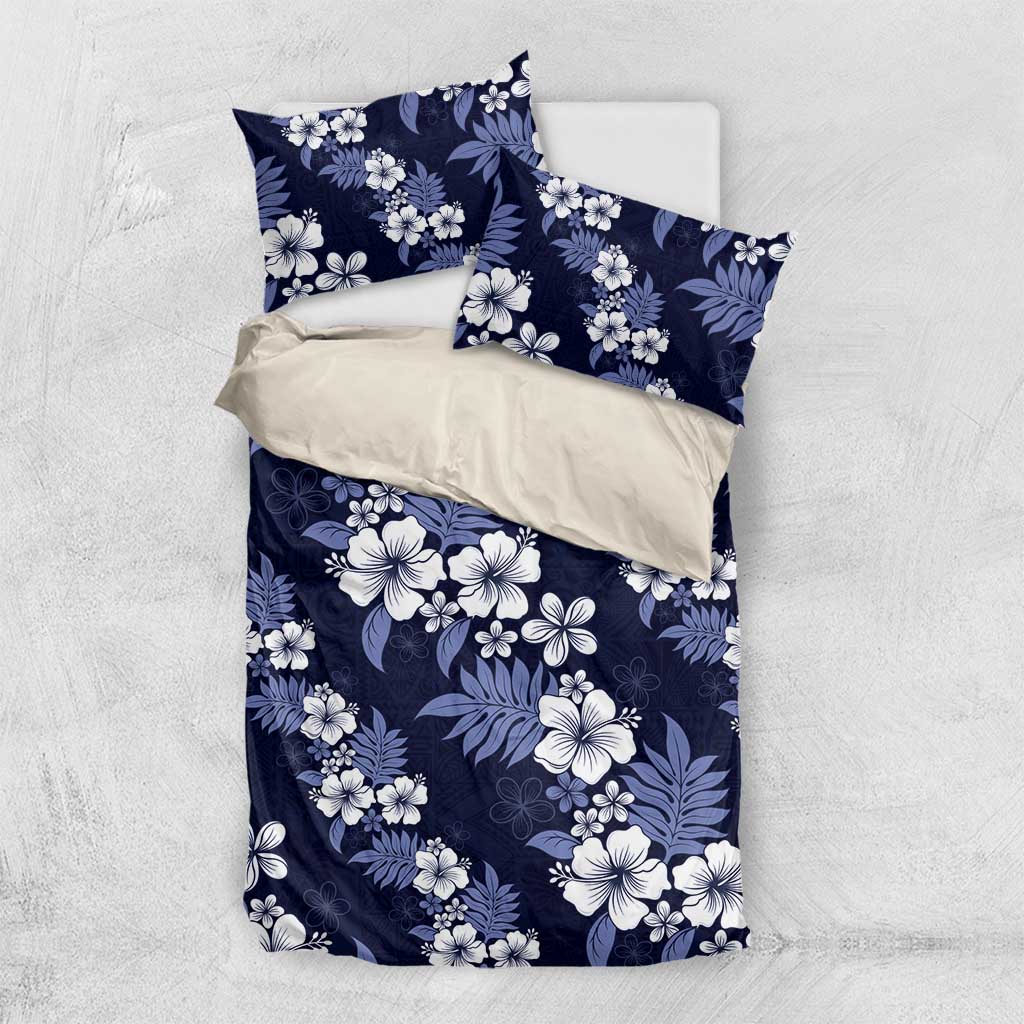 Hawaiian Hibiscus Tribal Floral Blue Bedding Set Polynesian Tapa Pattern LT01 US Twin 172cm x 218cm Blue - Polynesian Pride