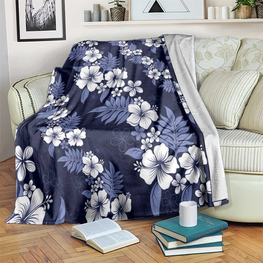 Hawaiian Hibiscus Tribal Floral Blue Blanket Polynesian Tapa Pattern LT01 Blue - Polynesian Pride