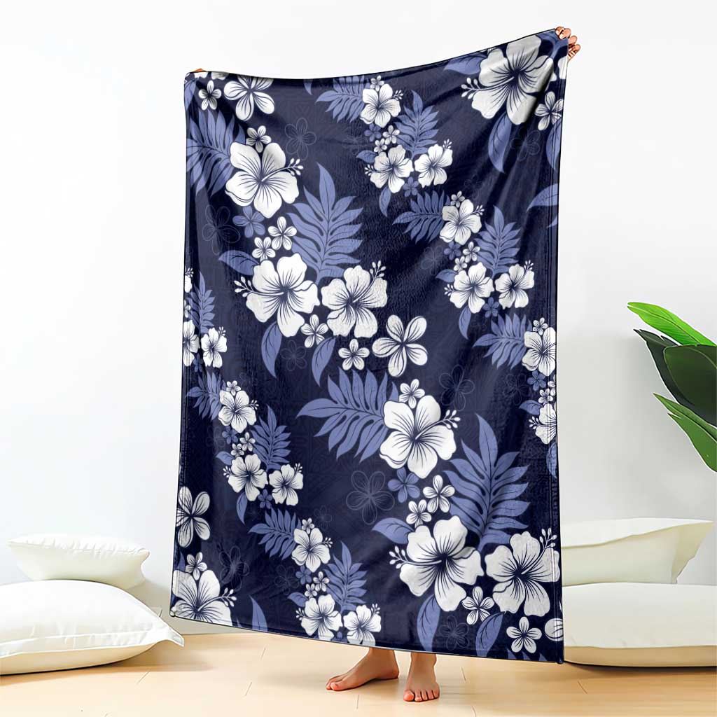 Hawaiian Hibiscus Tribal Floral Blue Blanket Polynesian Tapa Pattern LT01 - Polynesian Pride