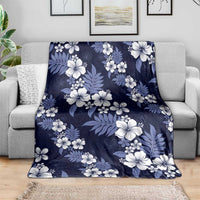Hawaiian Hibiscus Tribal Floral Blue Blanket Polynesian Tapa Pattern LT01 - Polynesian Pride
