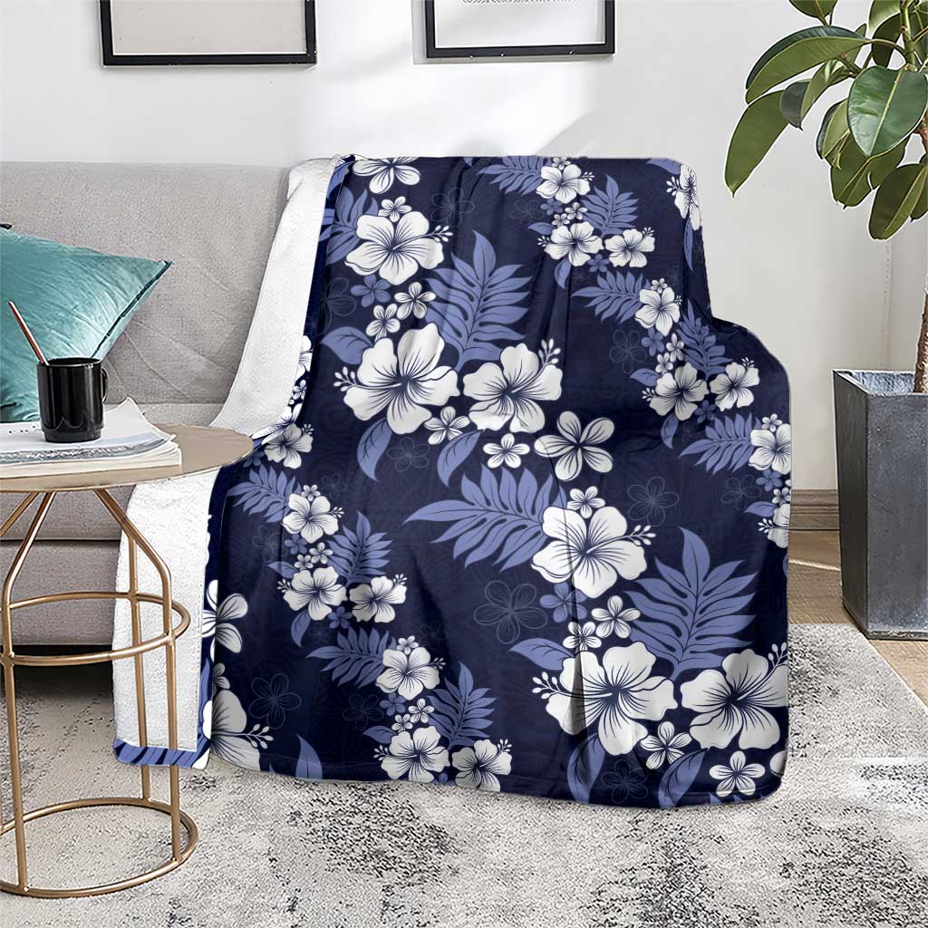 Hawaiian Hibiscus Tribal Floral Blue Blanket Polynesian Tapa Pattern LT01 - Polynesian Pride