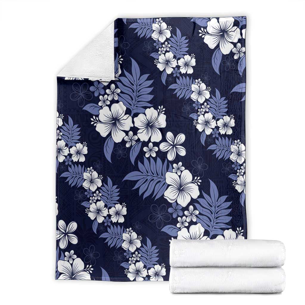 Hawaiian Hibiscus Tribal Floral Blue Blanket Polynesian Tapa Pattern LT01 - Polynesian Pride