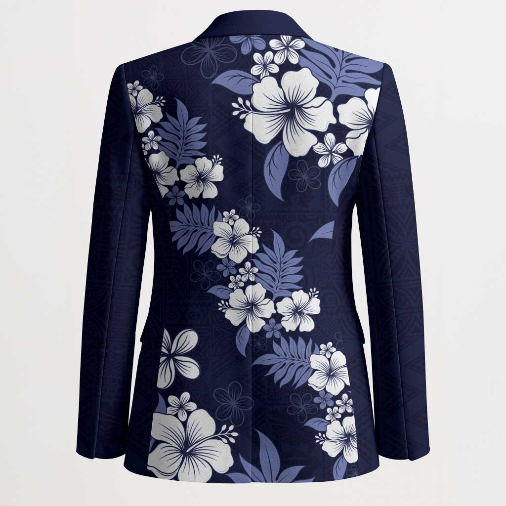 Hawaiian Hibiscus Tribal Floral Blue Blazer Polynesian Tapa Pattern LT01 - Polynesian Pride
