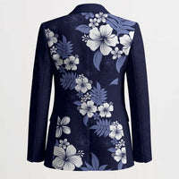 Hawaiian Hibiscus Tribal Floral Blue Blazer Polynesian Tapa Pattern LT01 - Polynesian Pride