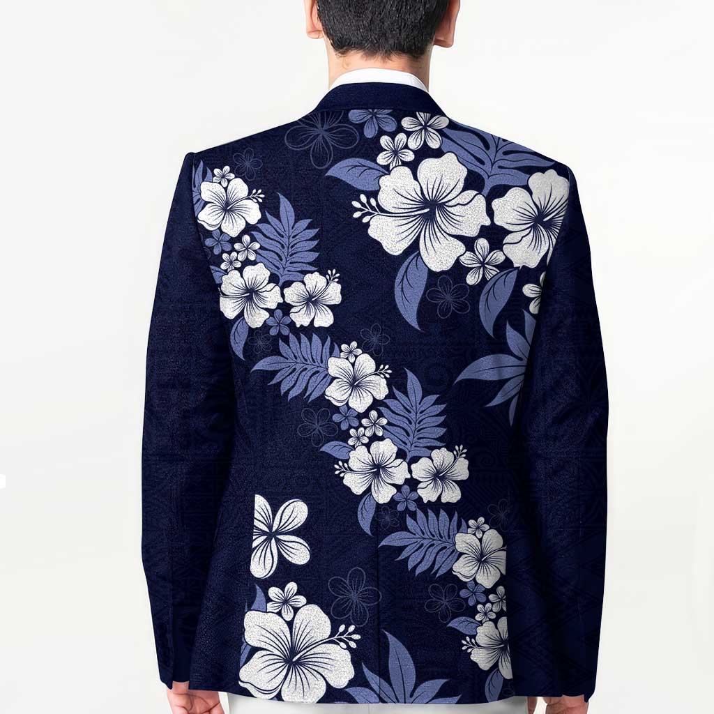 Hawaiian Hibiscus Tribal Floral Blue Blazer Polynesian Tapa Pattern LT01 - Polynesian Pride