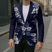 Hawaiian Hibiscus Tribal Floral Blue Blazer Polynesian Tapa Pattern LT01 - Polynesian Pride