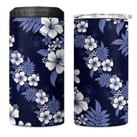 Hawaiian Hibiscus Tribal Floral Blue 4 in 1 Can Cooler Tumbler Polynesian Tapa Pattern LT01 One Size: 16 oz Blue - Polynesian Pride