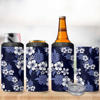 Hawaiian Hibiscus Tribal Floral Blue 4 in 1 Can Cooler Tumbler Polynesian Tapa Pattern LT01 - Polynesian Pride