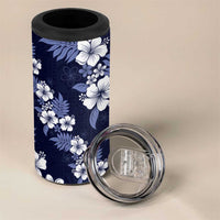 Hawaiian Hibiscus Tribal Floral Blue 4 in 1 Can Cooler Tumbler Polynesian Tapa Pattern LT01 - Polynesian Pride