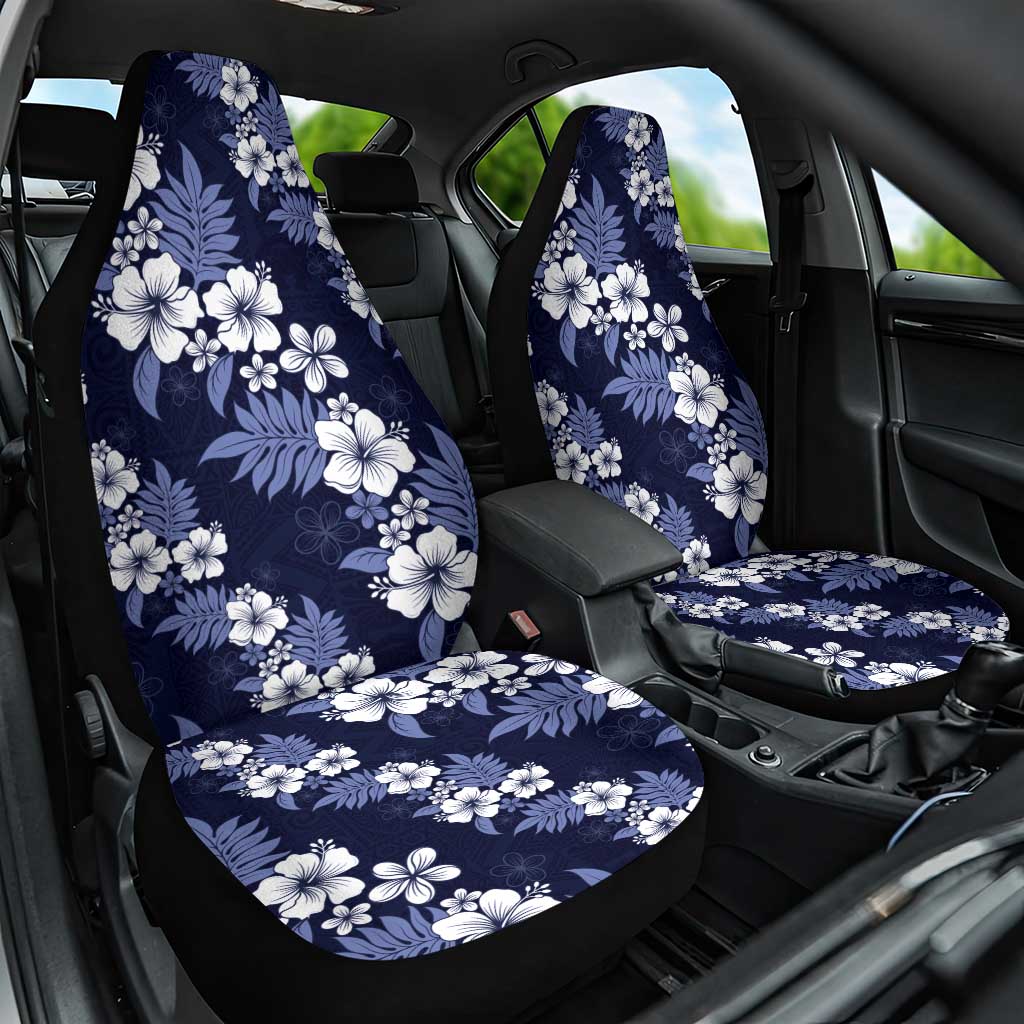 Hawaiian Hibiscus Tribal Floral Blue Car Seat Cover Polynesian Tapa Pattern LT01 One Size Blue - Polynesian Pride