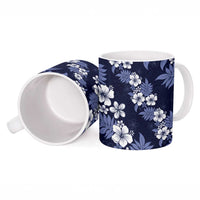 Hawaiian Hibiscus Tribal Floral Blue Ceramic Mug Polynesian Tapa Pattern LT01 - Polynesian Pride