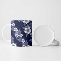 Hawaiian Hibiscus Tribal Floral Blue Ceramic Mug Polynesian Tapa Pattern LT01 - Polynesian Pride