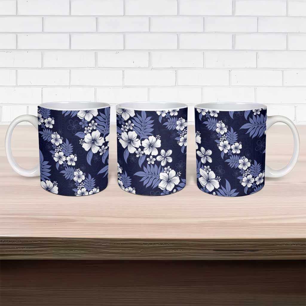 Hawaiian Hibiscus Tribal Floral Blue Ceramic Mug Polynesian Tapa Pattern LT01 - Polynesian Pride