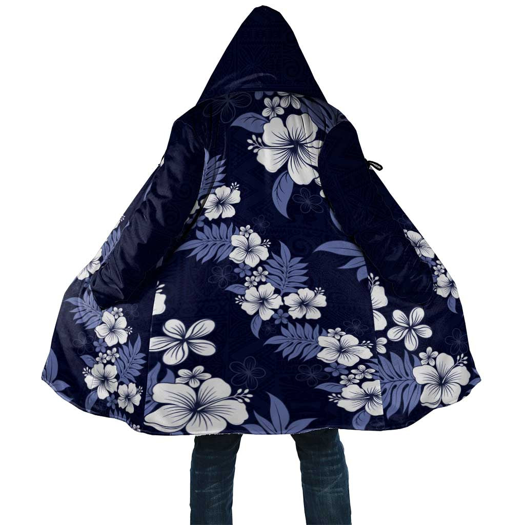 Hawaiian Hibiscus Tribal Floral Blue Cloak Polynesian Tapa Pattern LT01 Unisex Blue - Polynesian Pride