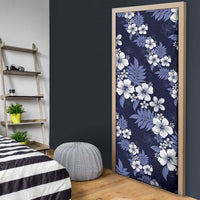 Hawaiian Hibiscus Tribal Floral Blue Door Cover Polynesian Tapa Pattern LT01 - Polynesian Pride