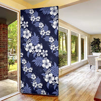 Hawaiian Hibiscus Tribal Floral Blue Door Cover Polynesian Tapa Pattern LT01 - Polynesian Pride