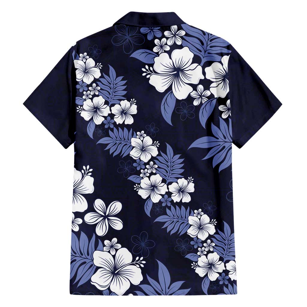 Hawaiian Hibiscus Tribal Floral Blue Hawaiian Shirt Polynesian Tapa Pattern LT01 - Polynesian Pride
