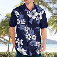 Hawaiian Hibiscus Tribal Floral Blue Hawaiian Shirt Polynesian Tapa Pattern LT01 - Polynesian Pride