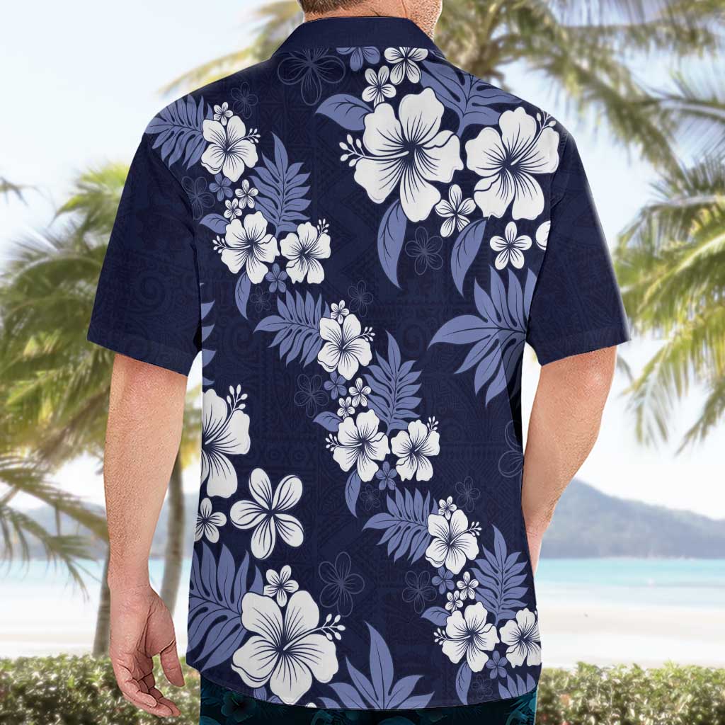 Hawaiian Hibiscus Tribal Floral Blue Hawaiian Shirt Polynesian Tapa Pattern LT01 - Polynesian Pride