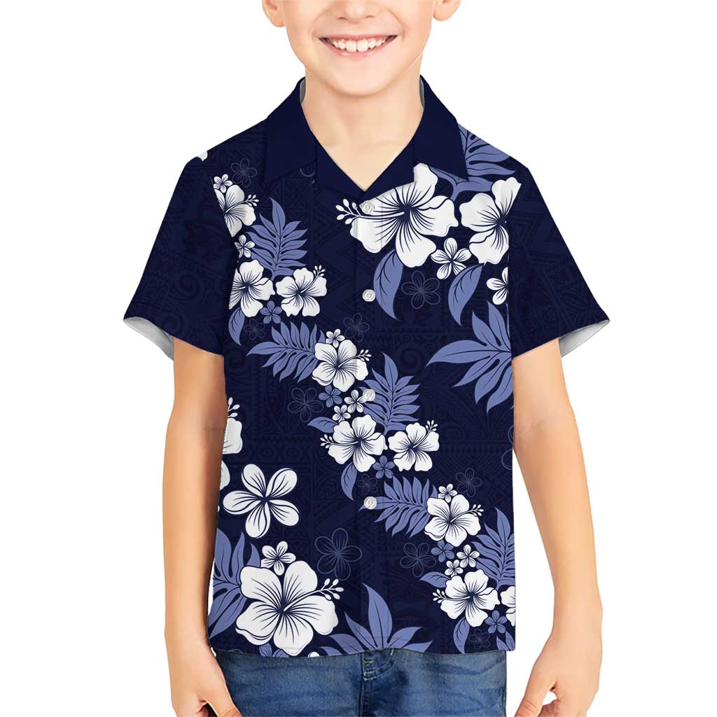 Hawaiian Hibiscus Tribal Floral Blue Hawaiian Shirt Polynesian Tapa Pattern LT01 - Polynesian Pride