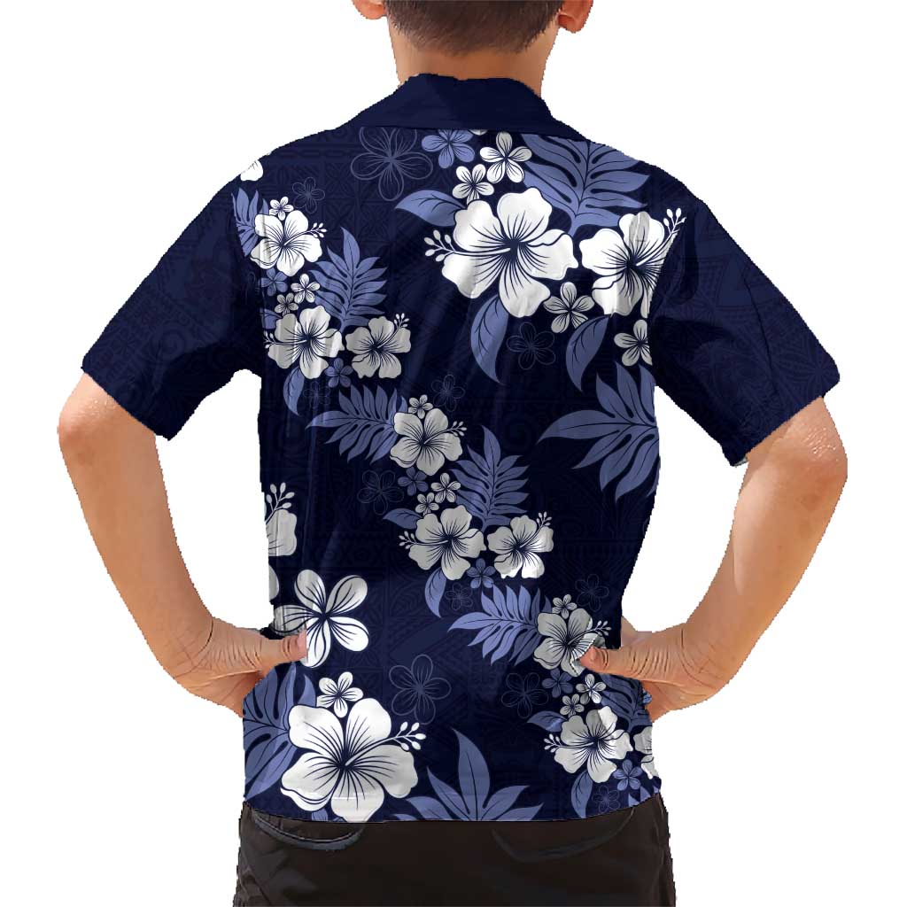 Hawaiian Hibiscus Tribal Floral Blue Hawaiian Shirt Polynesian Tapa Pattern LT01 - Polynesian Pride