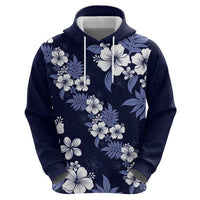 Hawaiian Hibiscus Tribal Floral Blue Hoodie Polynesian Tapa Pattern LT01 - Polynesian Pride