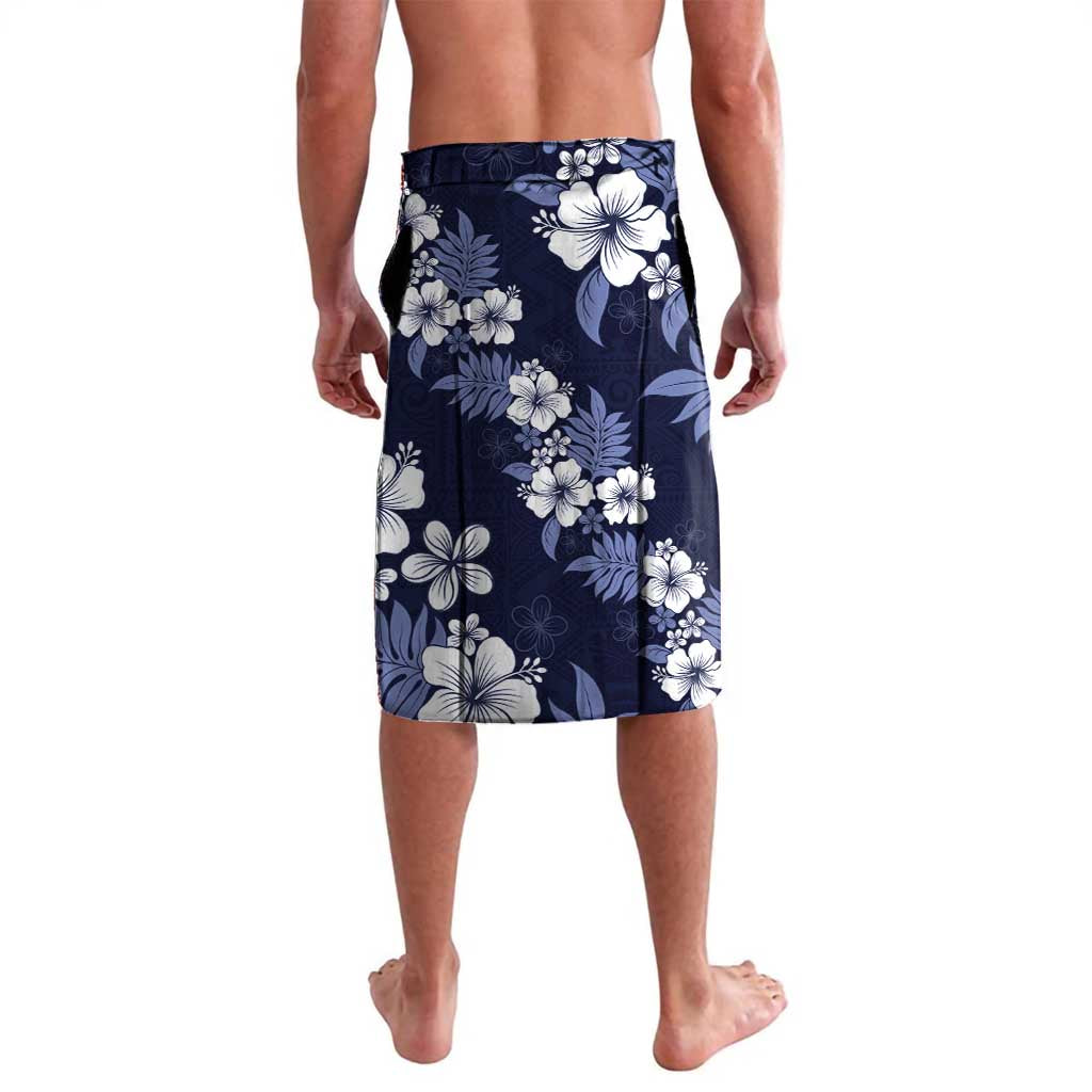 Hawaiian Hibiscus Tribal Floral Blue Lavalava Polynesian Tapa Pattern LT01 - Polynesian Pride