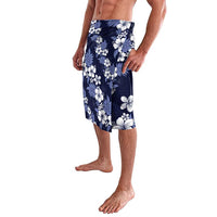 Hawaiian Hibiscus Tribal Floral Blue Lavalava Polynesian Tapa Pattern LT01 - Polynesian Pride