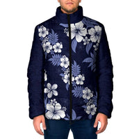 Hawaiian Hibiscus Tribal Floral Blue Padded Jacket Polynesian Tapa Pattern LT01 Men Blue - Polynesian Pride