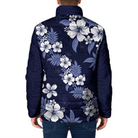 Hawaiian Hibiscus Tribal Floral Blue Padded Jacket Polynesian Tapa Pattern LT01 - Polynesian Pride