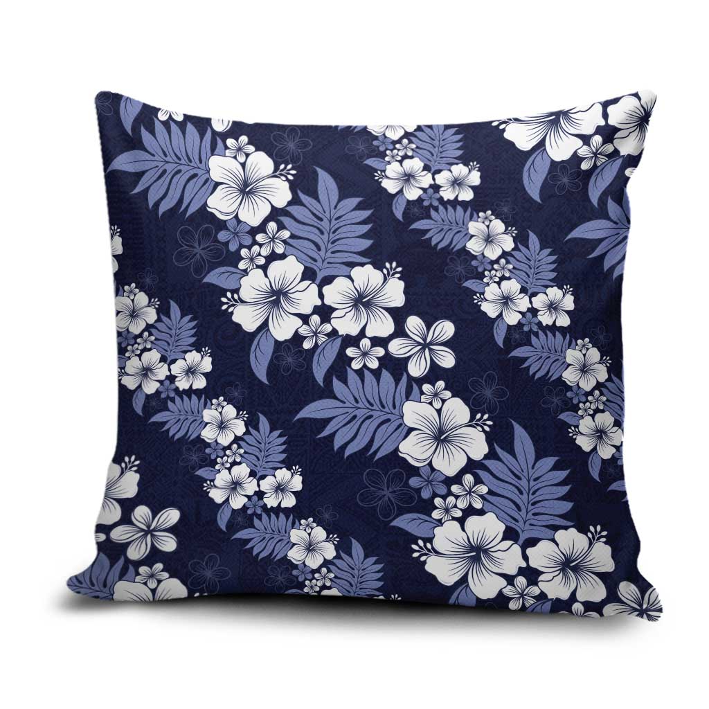 Hawaiian Hibiscus Tribal Floral Blue Pillow Cover Polynesian Tapa Pattern LT01 Blue - Polynesian Pride